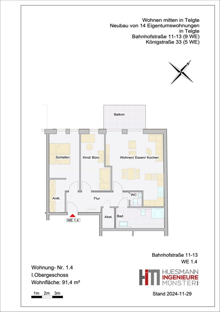 Grundriss Wohnung 1.4